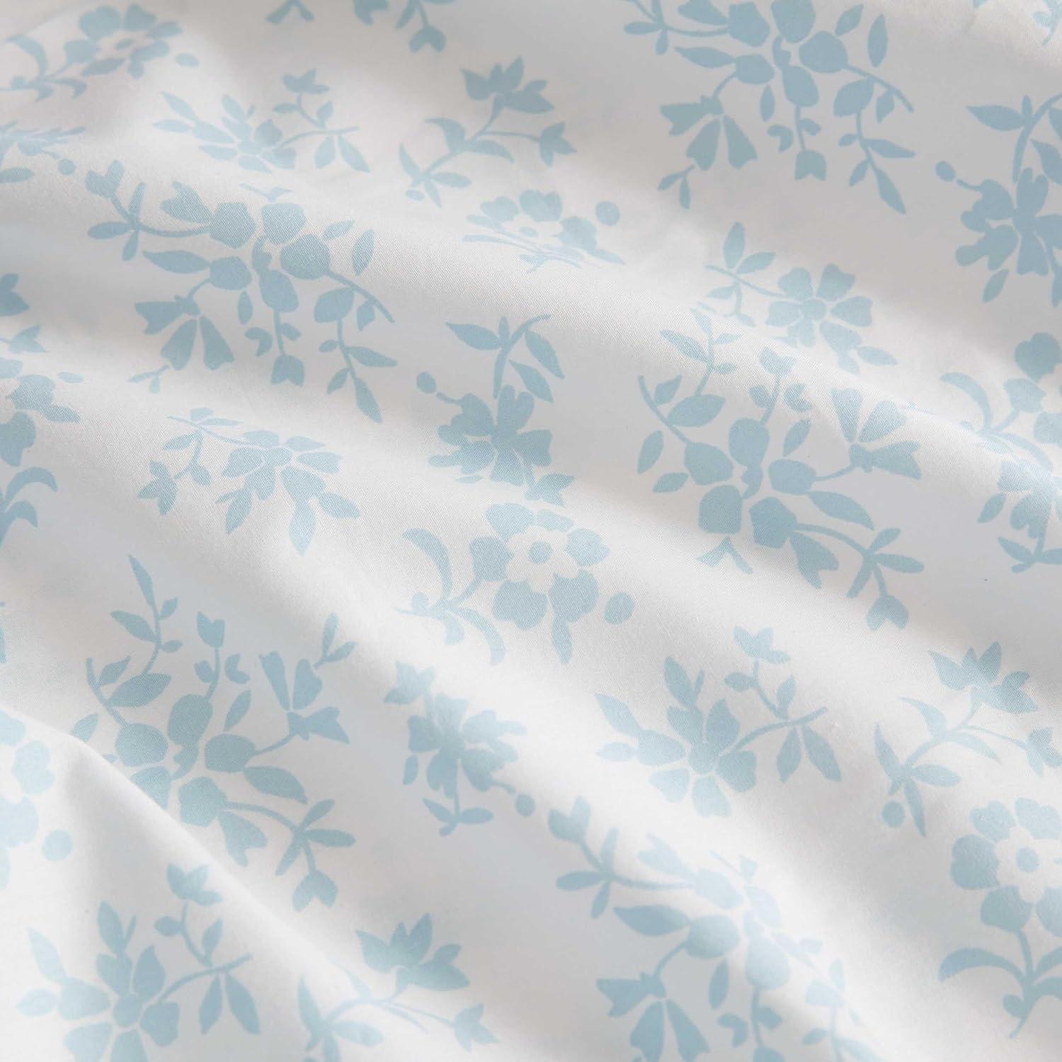 imageMartha Stewart Full Size Sheets Set Crisp ampamp Tailored Cooling Sheets wa Naturally Smooth Cotton Percale Lightweight Feel Bed Sheets with Matching Pillowcases ampamp Fitted Sheet Stripe BlueFloral Blue