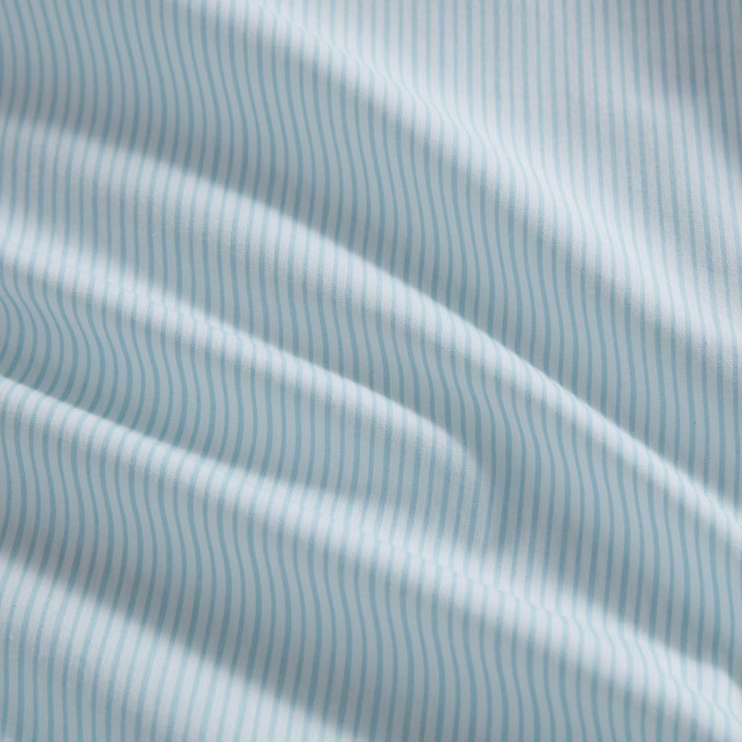 imageMartha Stewart Full Size Sheets Set Crisp ampamp Tailored Cooling Sheets wa Naturally Smooth Cotton Percale Lightweight Feel Bed Sheets with Matching Pillowcases ampamp Fitted Sheet Stripe BlueStripe Blue