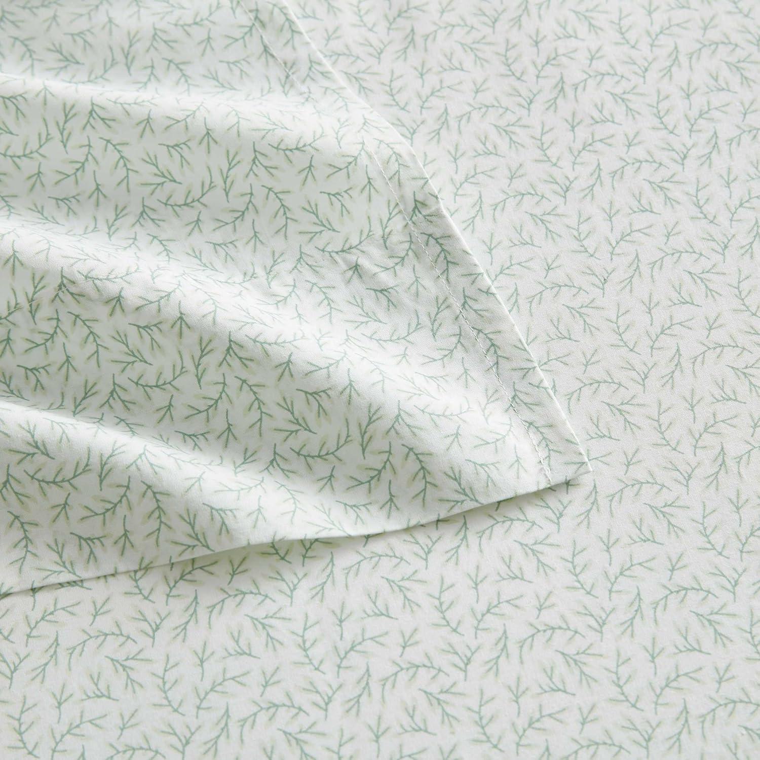 imageMartha Stewart Full Size Sheets Set Crisp ampamp Tailored Cooling Sheets wa Naturally Smooth Cotton Percale Lightweight Feel Bed Sheets with Matching Pillowcases ampamp Fitted Sheet Stripe BlueLeaves Green