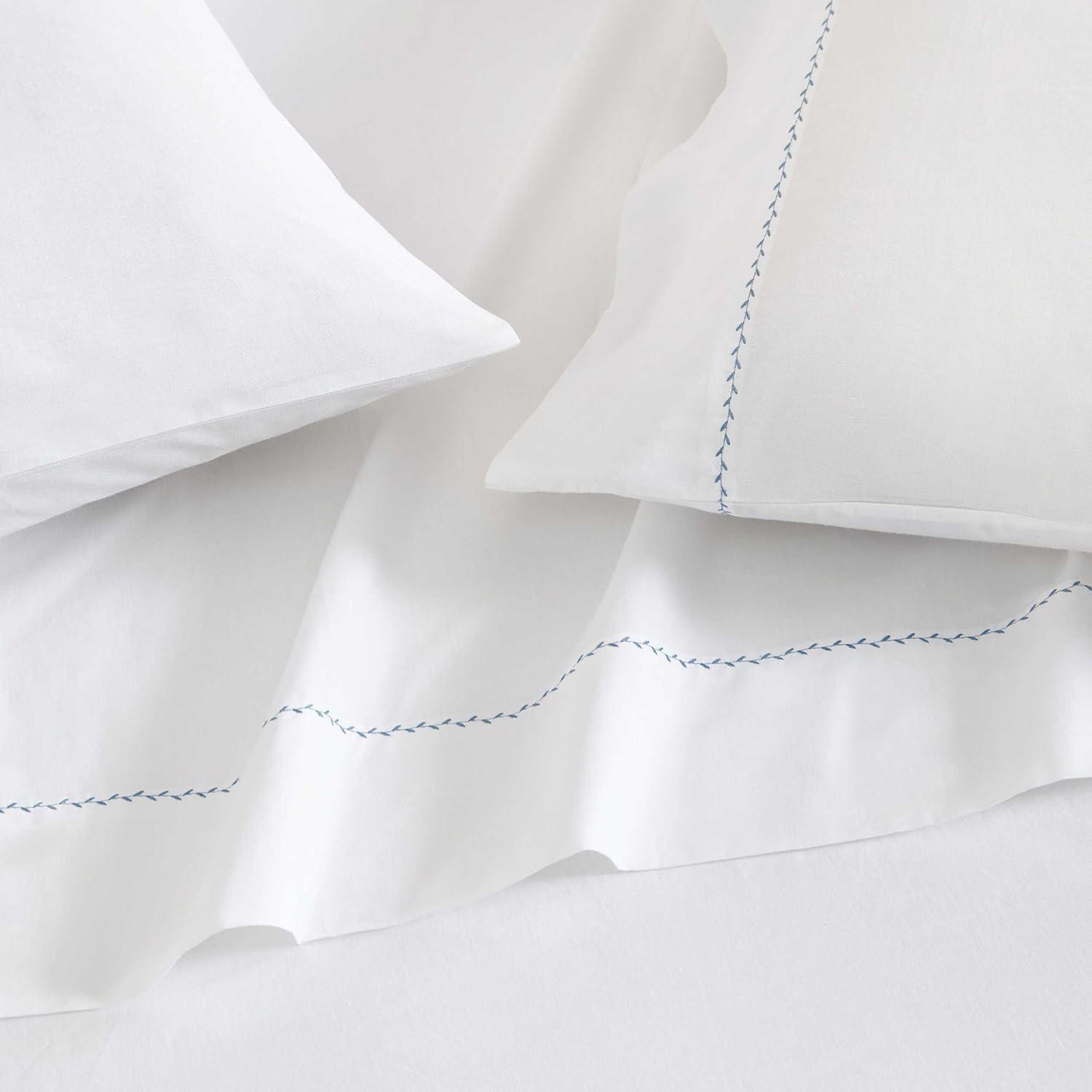 imageMartha Stewart Full Size Sheets Set Crisp ampamp Tailored Cooling Sheets wa Naturally Smooth Cotton Percale Lightweight Feel Matching Pillowcases ampamp Fitted Sheet Skylands Solid BeigeLilly Pond Leaf Blue