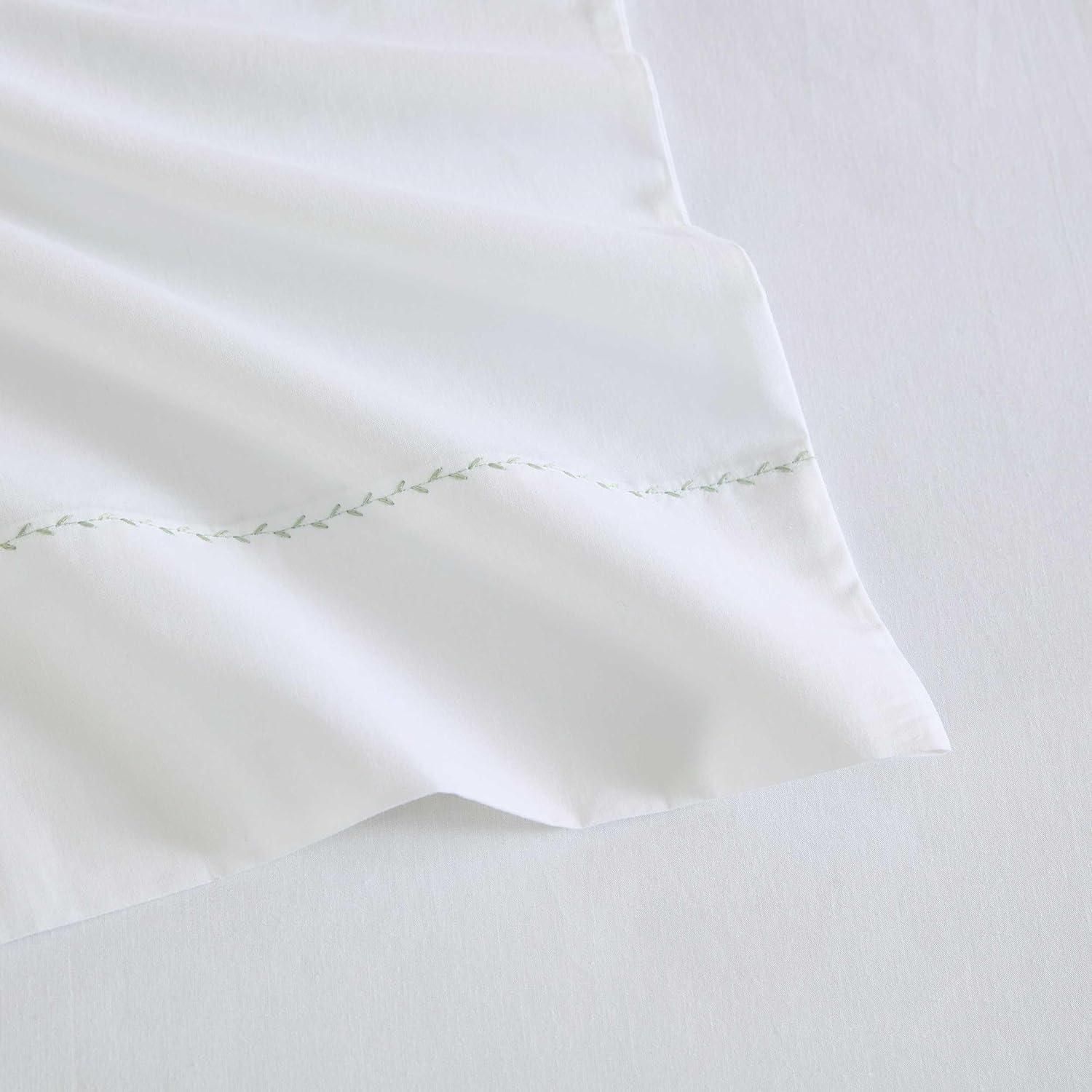 imageMartha Stewart Full Size Sheets Set Crisp ampamp Tailored Cooling Sheets wa Naturally Smooth Cotton Percale Lightweight Feel Matching Pillowcases ampamp Fitted Sheet Skylands Solid BeigeLilly Pond Leaf Green