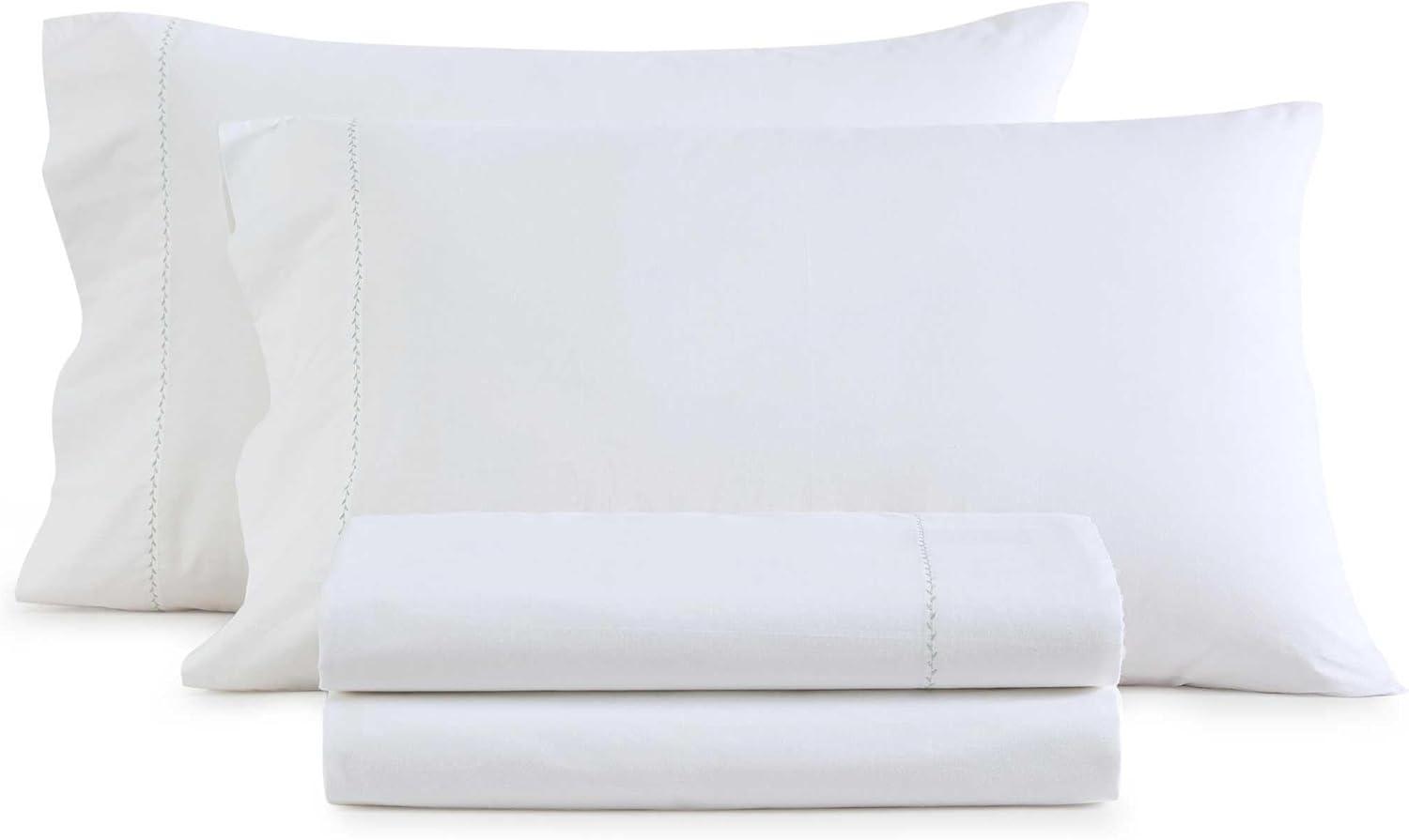 imageMartha Stewart Full Size Sheets Set Crisp ampamp Tailored Cooling Sheets wa Naturally Smooth Cotton Percale Lightweight Feel Matching Pillowcases ampamp Fitted Sheet Skylands Solid BeigeLilly Pond Leaf Green