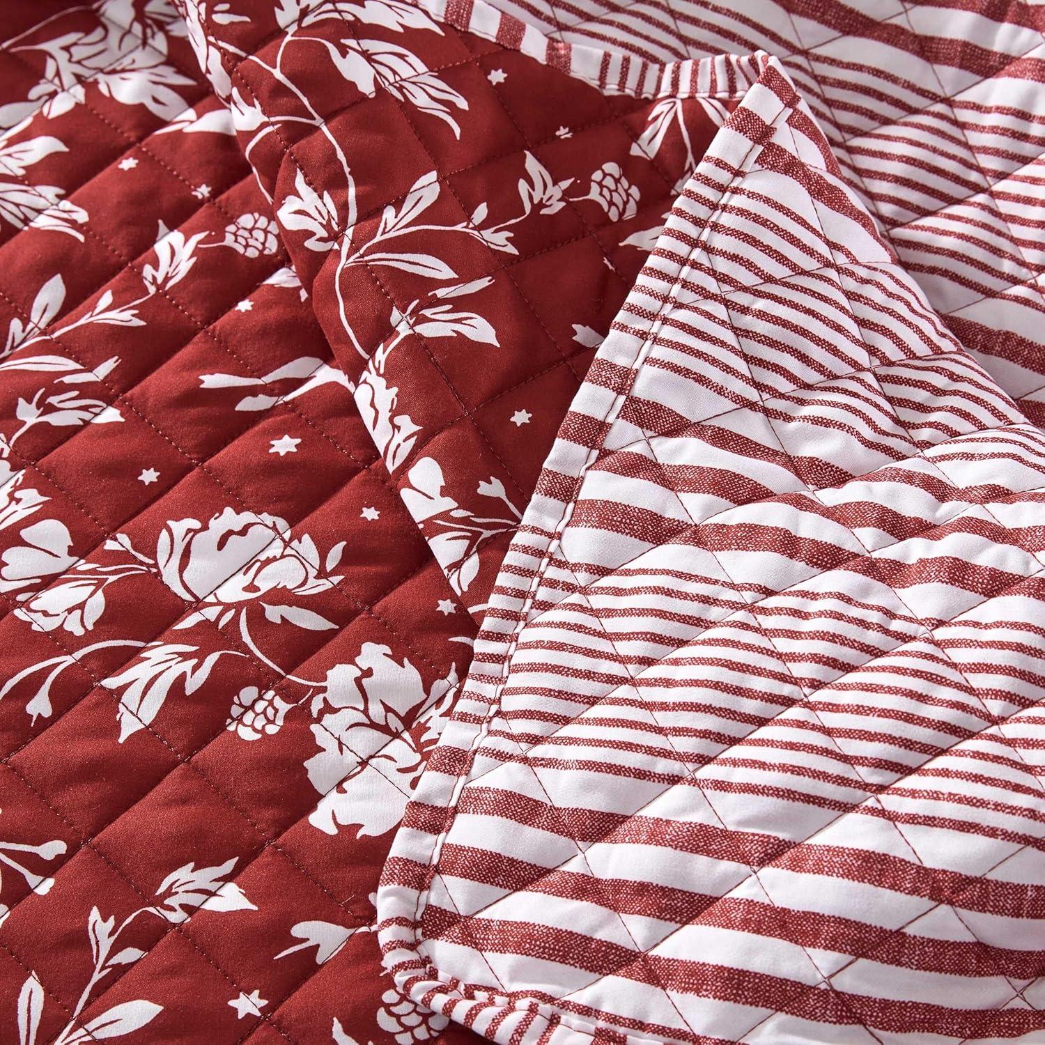 imageMartha Stewart Queen Quilt Set Classic Quilted Bedding Lightweight Incredibly Soft ampamp Wrinkle Resistant Quilt with Matching Pillowcases 3 Piece Bed Set Dancing Deer RedDancing Deer Red