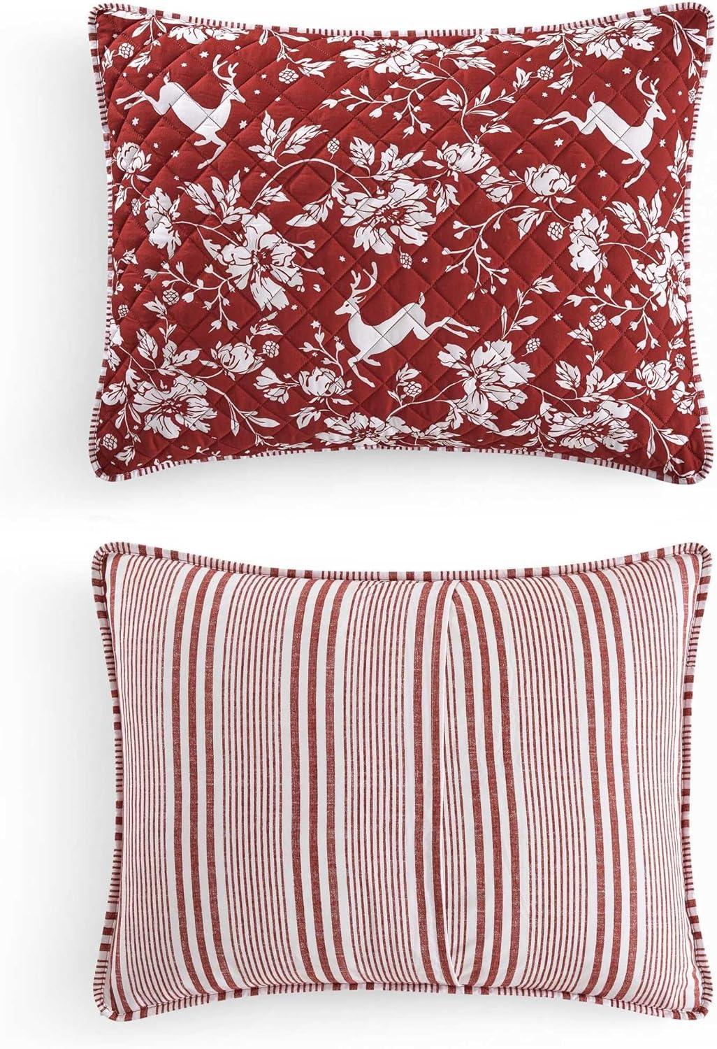 imageMartha Stewart Queen Quilt Set Classic Quilted Bedding Lightweight Incredibly Soft ampamp Wrinkle Resistant Quilt with Matching Pillowcases 3 Piece Bed Set Dancing Deer RedDancing Deer Red
