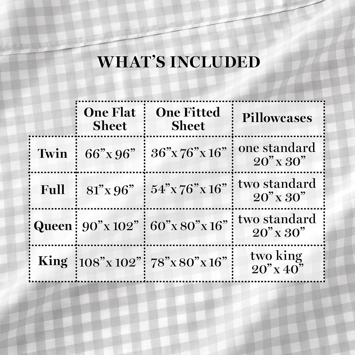 imageMartha Stewart 100 Cotton Queen Sheets Set 4 Piece Soft Smooth Durable Easy Care 16quot Deep Pocket Sheets Bedding Sheets Sateen Sheets 1 Flat 1 Fitted 2 Pillowcases Dorm Essential YellowGingham Light Gray