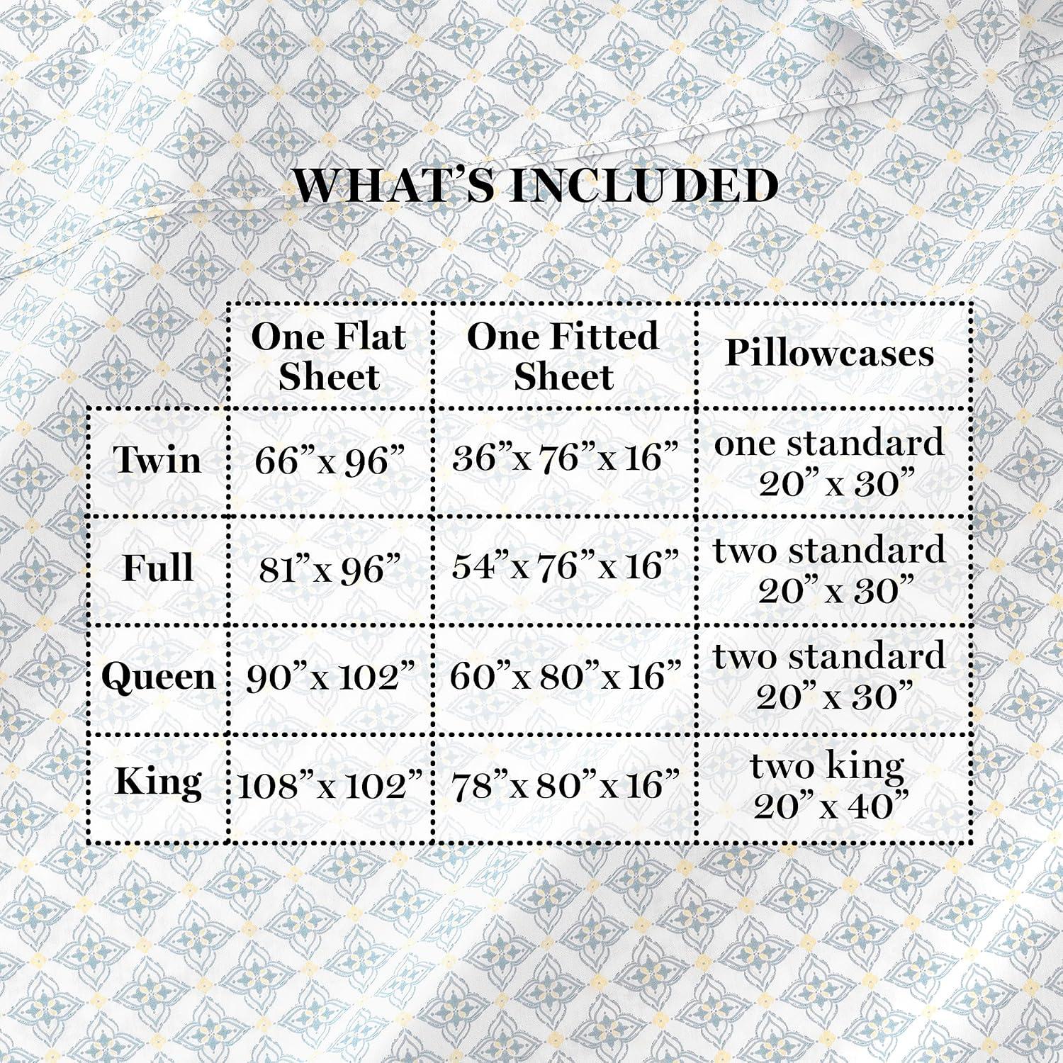 imageMartha Stewart 100 Cotton Queen Sheets Set 4 Piece Soft Smooth Durable Easy Care 16quot Deep Pocket Sheets Bedding Sheets Sateen Sheets 1 Flat 1 Fitted 2 Pillowcases Dorm Essential YellowOtto Geometric Light Blue