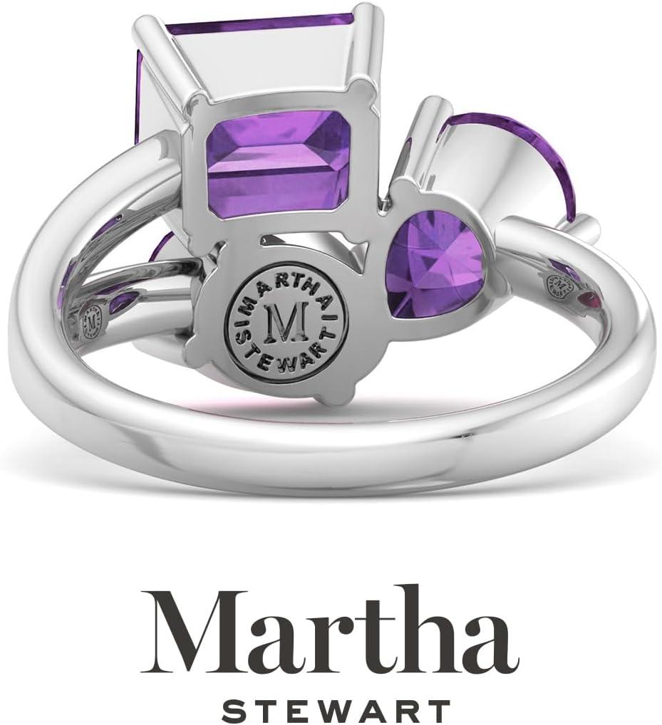 imageMartha Stewart 3 34 Carat Three Stone Gemstone Ring for Women in Sterling Silver Gemstone Jewelry For WomenOption 1