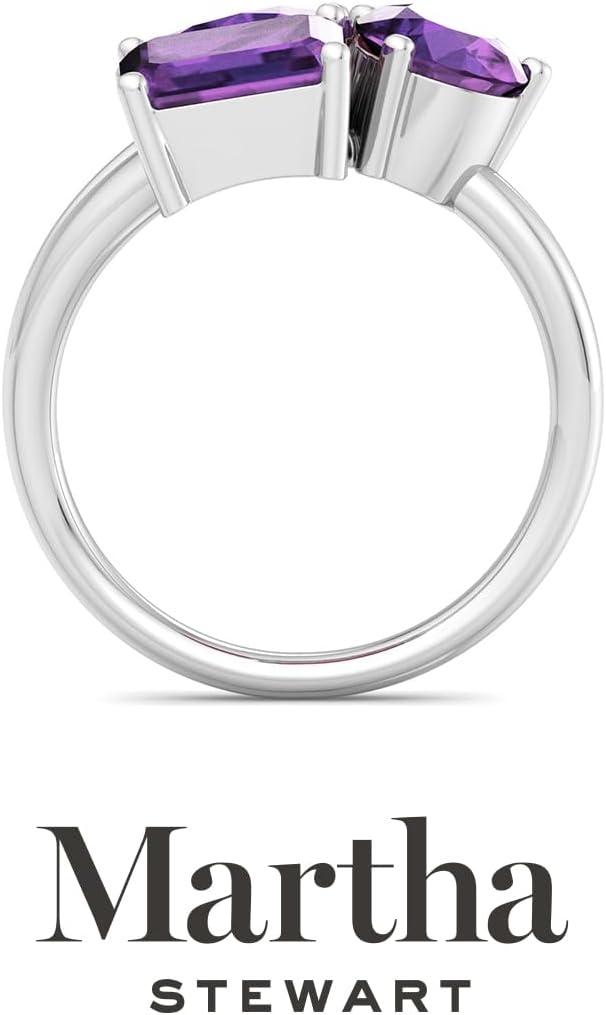 imageMartha Stewart 3 34 Carat Three Stone Gemstone Ring for Women in Sterling Silver Gemstone Jewelry For WomenOption 1