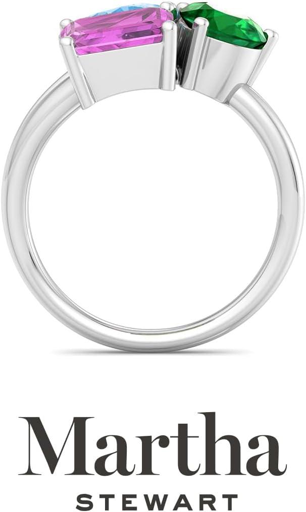 imageMartha Stewart 3 34 Carat Three Stone Gemstone Ring for Women in Sterling Silver Gemstone Jewelry For WomenOption 2