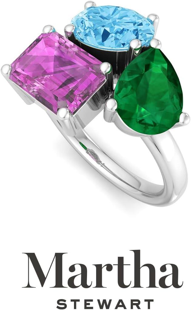 imageMartha Stewart 3 34 Carat Three Stone Gemstone Ring for Women in Sterling Silver Gemstone Jewelry For WomenOption 2