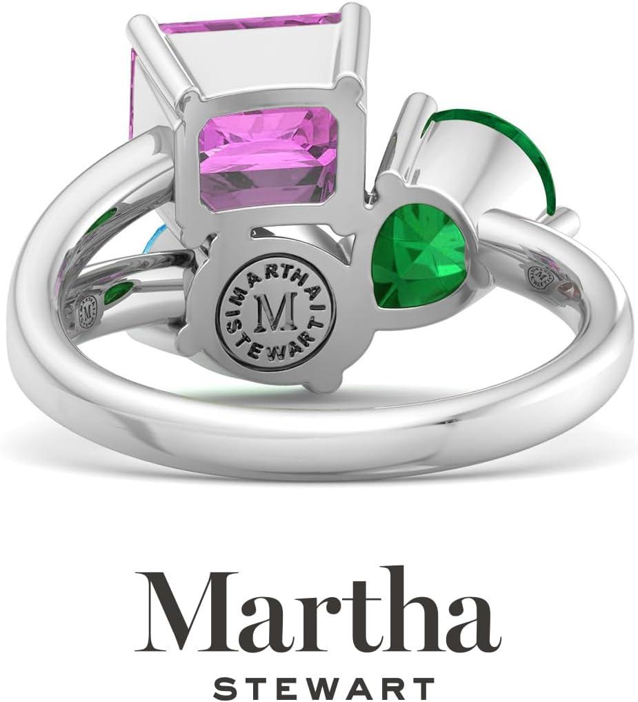 imageMartha Stewart 3 34 Carat Three Stone Gemstone Ring for Women in Sterling Silver Gemstone Jewelry For WomenOption 2