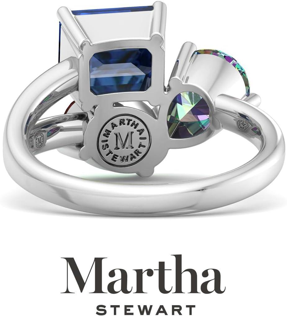 imageMartha Stewart 3 34 Carat Three Stone Gemstone Ring for Women in Sterling Silver Gemstone Jewelry For WomenOption 3