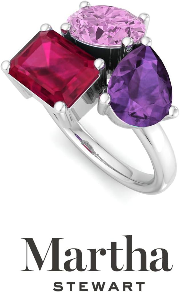 imageMartha Stewart 3 34 Carat Three Stone Gemstone Ring for Women in Sterling Silver Gemstone Jewelry For WomenOption 5