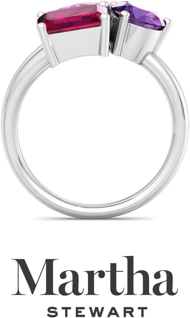 imageMartha Stewart 3 34 Carat Three Stone Gemstone Ring for Women in Sterling Silver Gemstone Jewelry For WomenOption 5