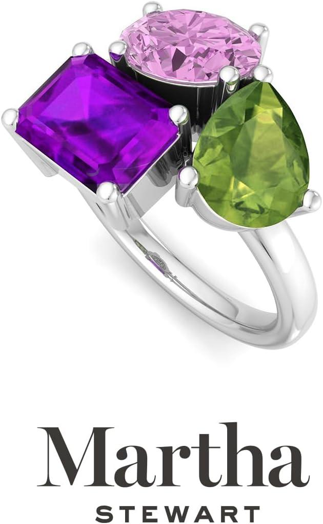 imageMartha Stewart 3 34 Carat Three Stone Gemstone Ring for Women in Sterling Silver Gemstone Jewelry For WomenOption 6