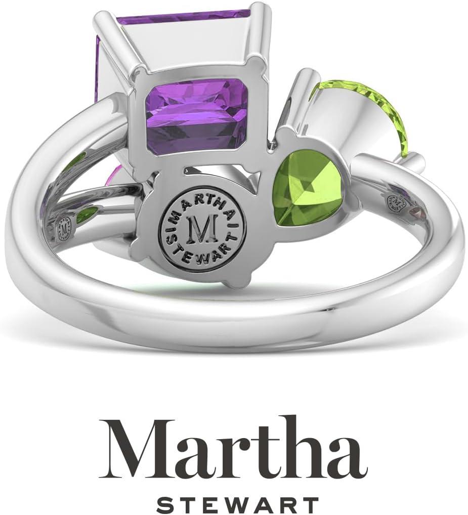 imageMartha Stewart 3 34 Carat Three Stone Gemstone Ring for Women in Sterling Silver Gemstone Jewelry For WomenOption 6