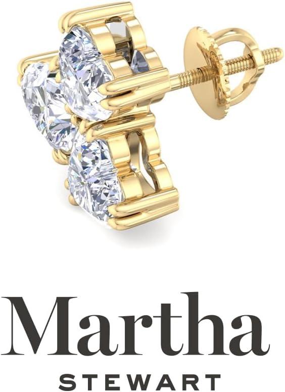 imageMartha Stewart 3 Carat Lab Grown Diamond Cluster Stud Earrings Heart Shapes in 14K Goldyellowgold