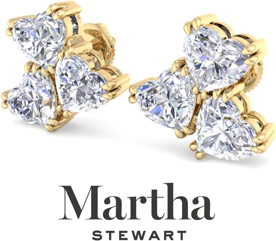 imageMartha Stewart 3 Carat Lab Grown Diamond Cluster Stud Earrings Heart Shapes in 14K Goldyellowgold