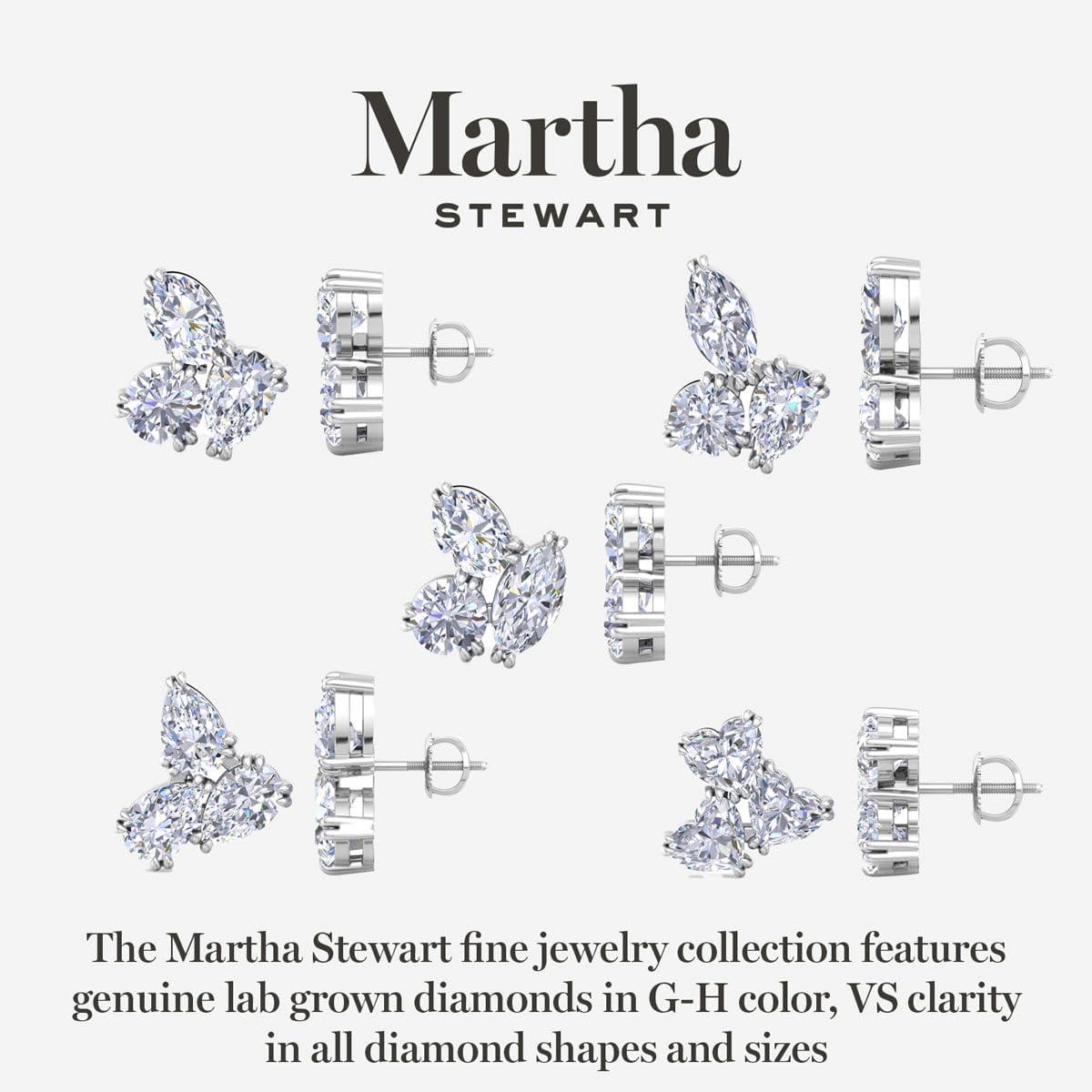 imageMartha Stewart 3 Carat Lab Grown Diamond Cluster Stud Earrings Marquise Round Oval Shapes in 14K Goldyellowgold