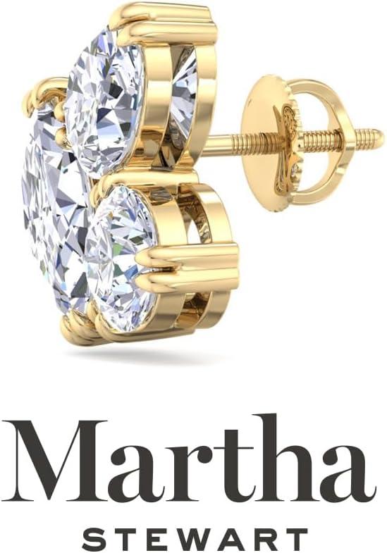 imageMartha Stewart 3 Carat Lab Grown Diamond Cluster Stud Earrings Marquise Round Oval Shapes in 14K Goldyellowgold