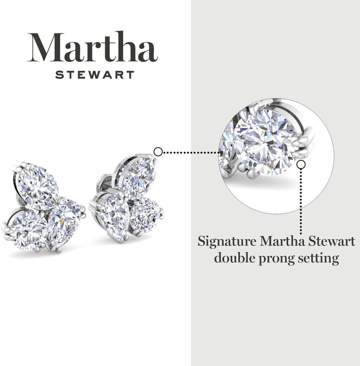 imageMartha Stewart 3 Carat Lab Grown Diamond Cluster Stud Earrings Marquise Round Oval Shapes in 14K Goldyellowgold