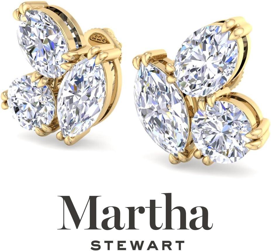 imageMartha Stewart 3 Carat Lab Grown Diamond Cluster Stud Earrings Marquise Round Oval Shapes in 14K Goldyellowgold
