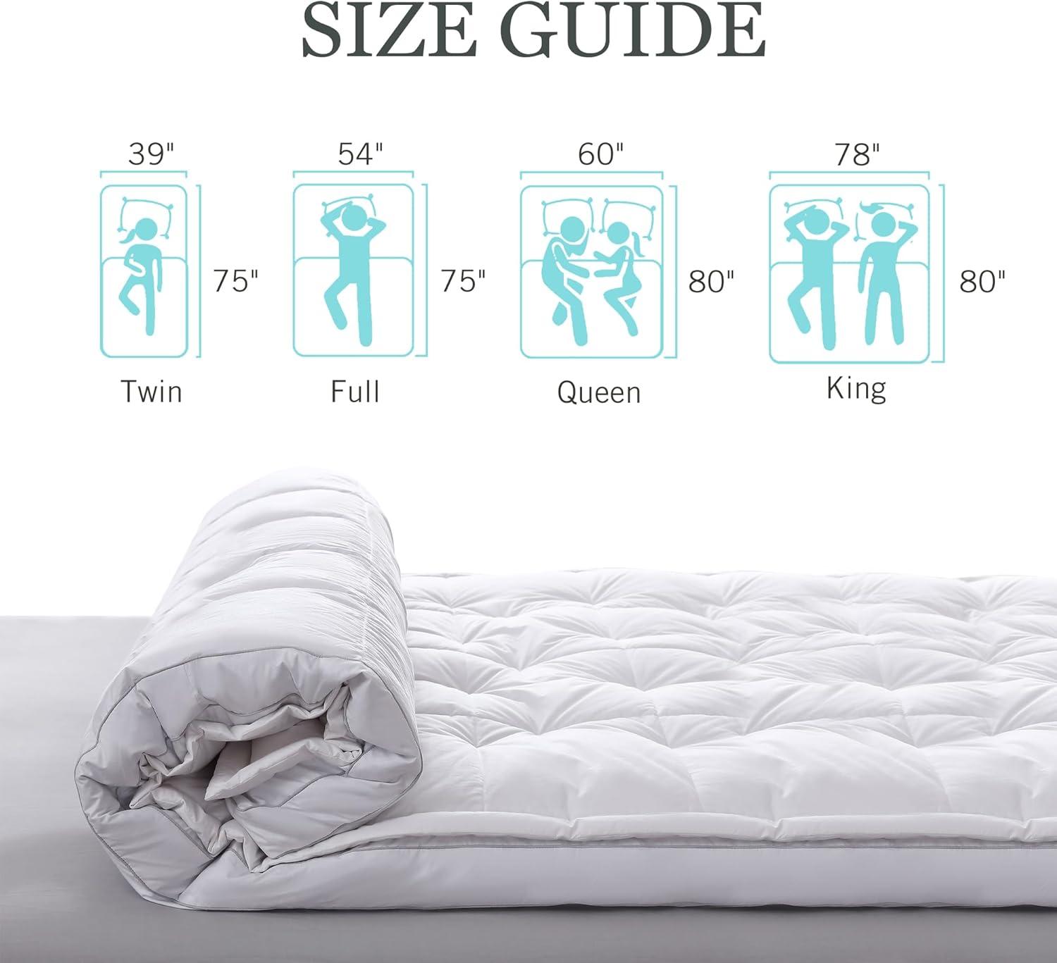 imageMartha Stewart 3 Inch White Down Feather Mattress Topper Queen Size Fluffy White Feather Bed Topper 100 Cotton Cover Fabric Ultra Soft Pillow Top Featherbed for Bedroom60quot x 80quotKing