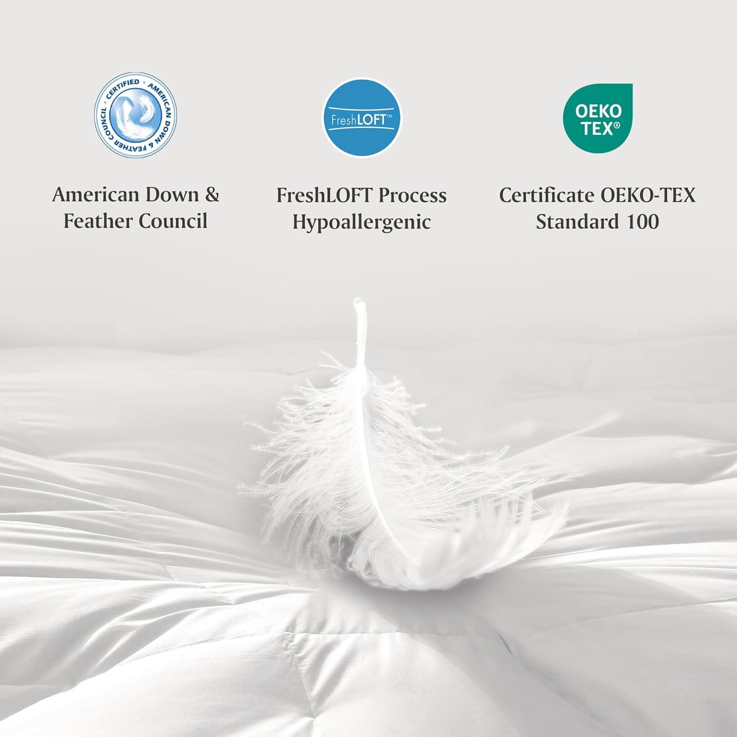imageMartha Stewart 3 Inch White Down Feather Mattress Topper Queen Size Fluffy White Feather Bed Topper 100 Cotton Cover Fabric Ultra Soft Pillow Top Featherbed for Bedroom60quot x 80quotKing