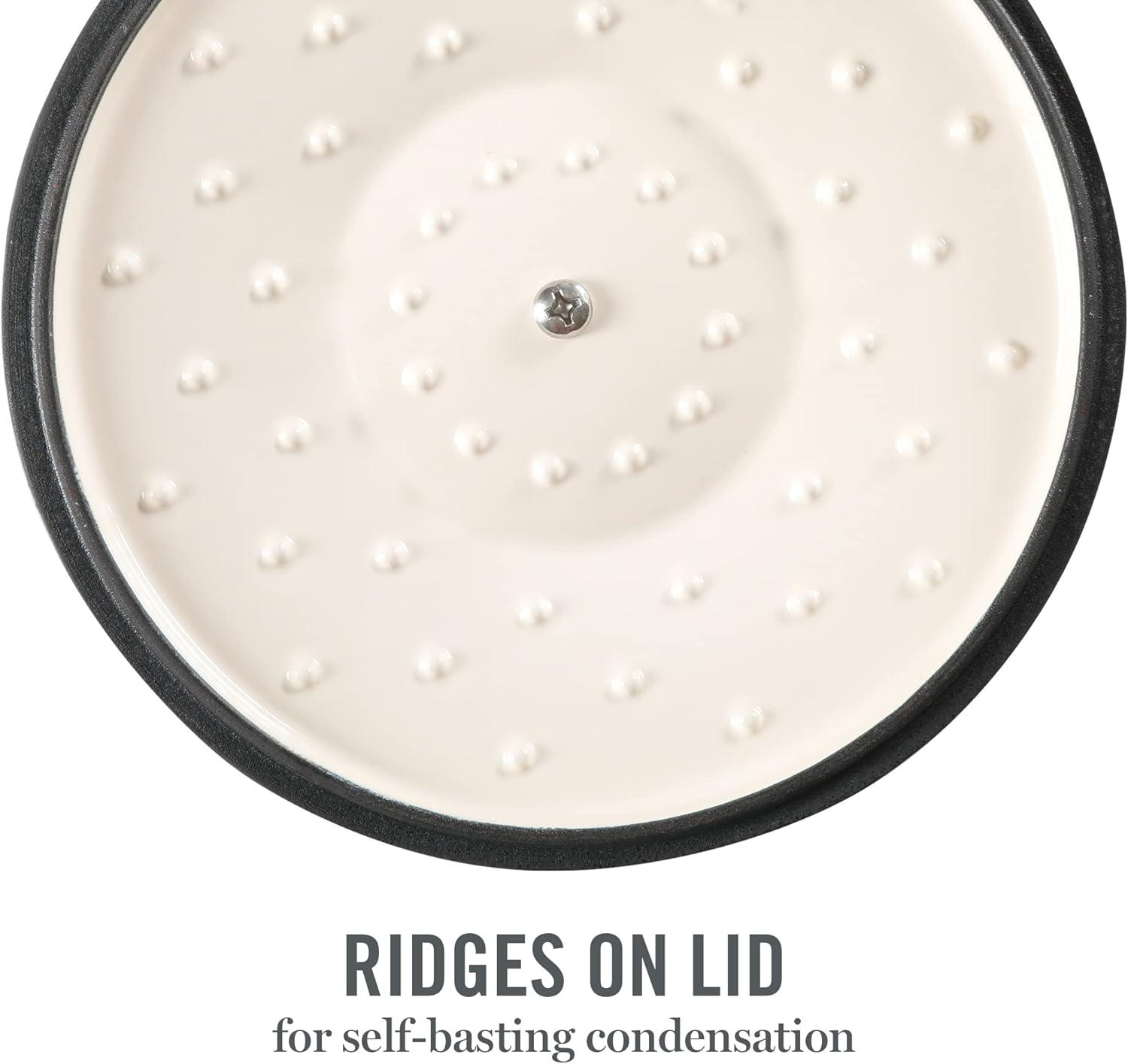 imageMartha Stewart 35Quart Enameled Cast Iron Dutch Oven Braiser Linen wGold KnobGrey