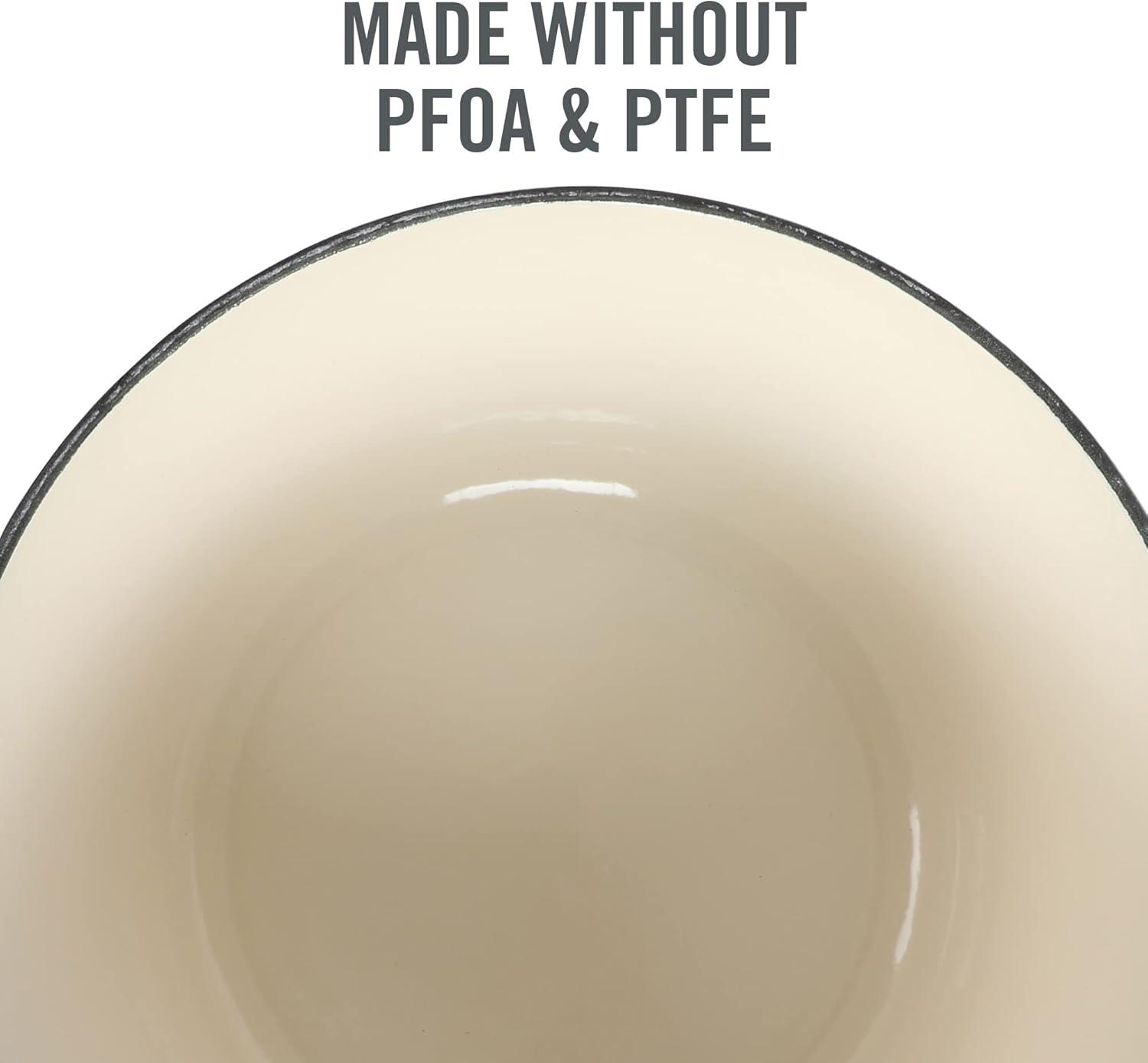 imageMartha Stewart 35Quart Enameled Cast Iron Dutch Oven Braiser Linen wGold KnobGrey