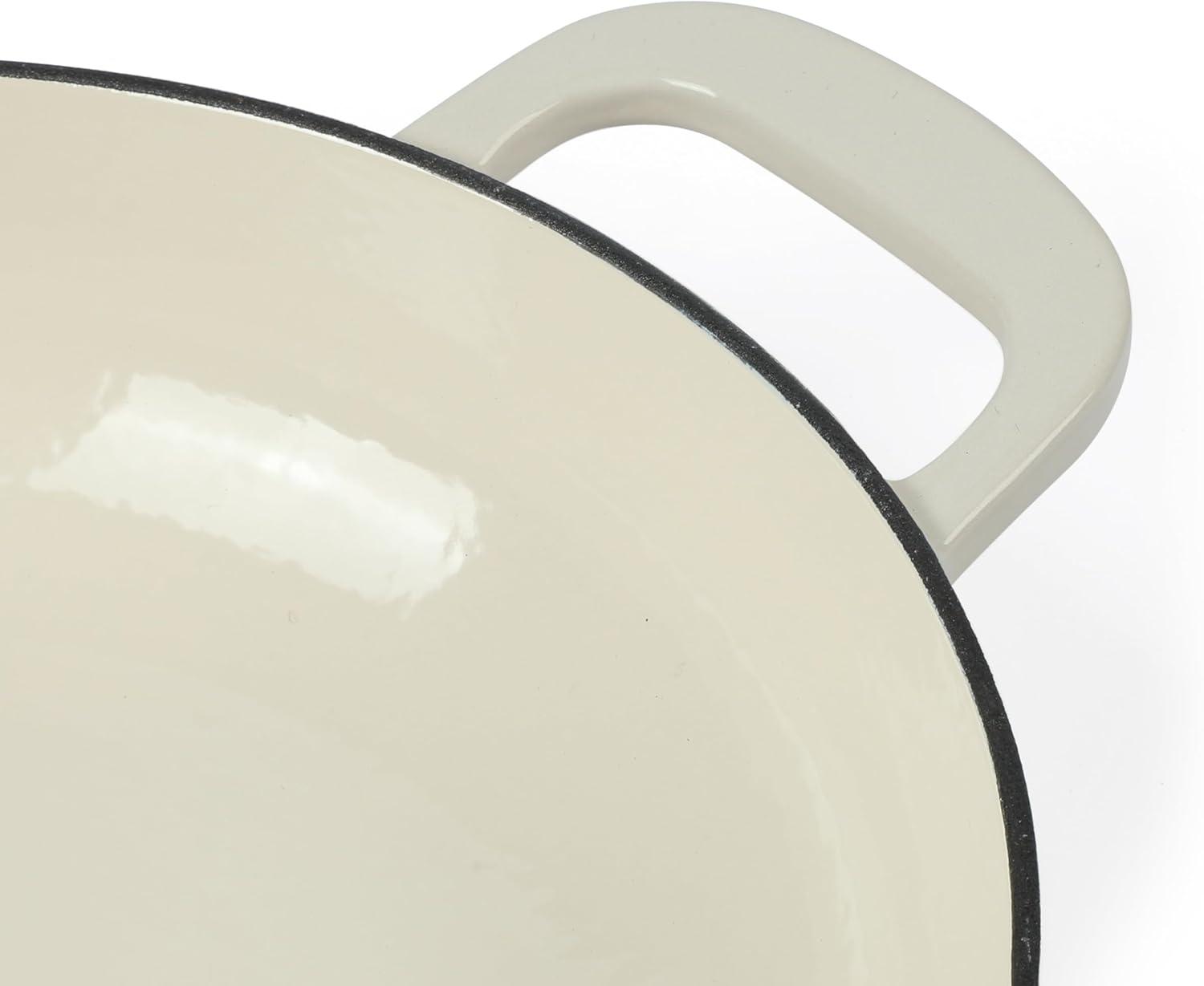 imageMartha Stewart 35Quart Enameled Cast Iron Dutch Oven Braiser Linen wGold KnobLinen w Gold Knob Braiser