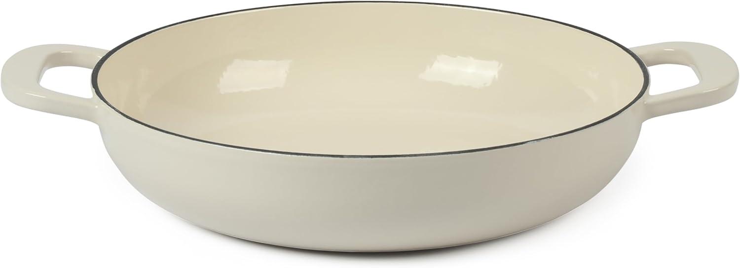 imageMartha Stewart 35Quart Enameled Cast Iron Dutch Oven Braiser Linen wGold KnobLinen w Gold Knob Braiser