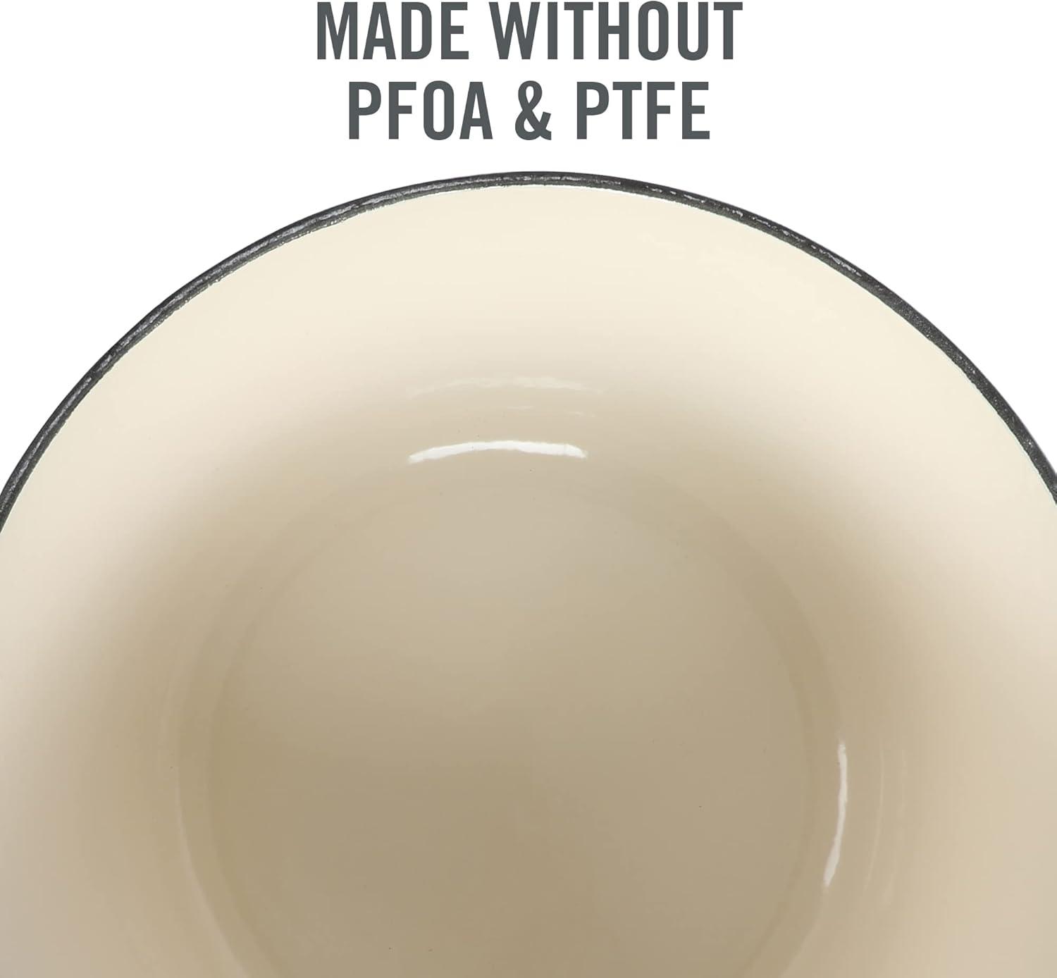 imageMartha Stewart 35Quart Enameled Cast Iron Dutch Oven Braiser Linen wGold KnobMartha Blue