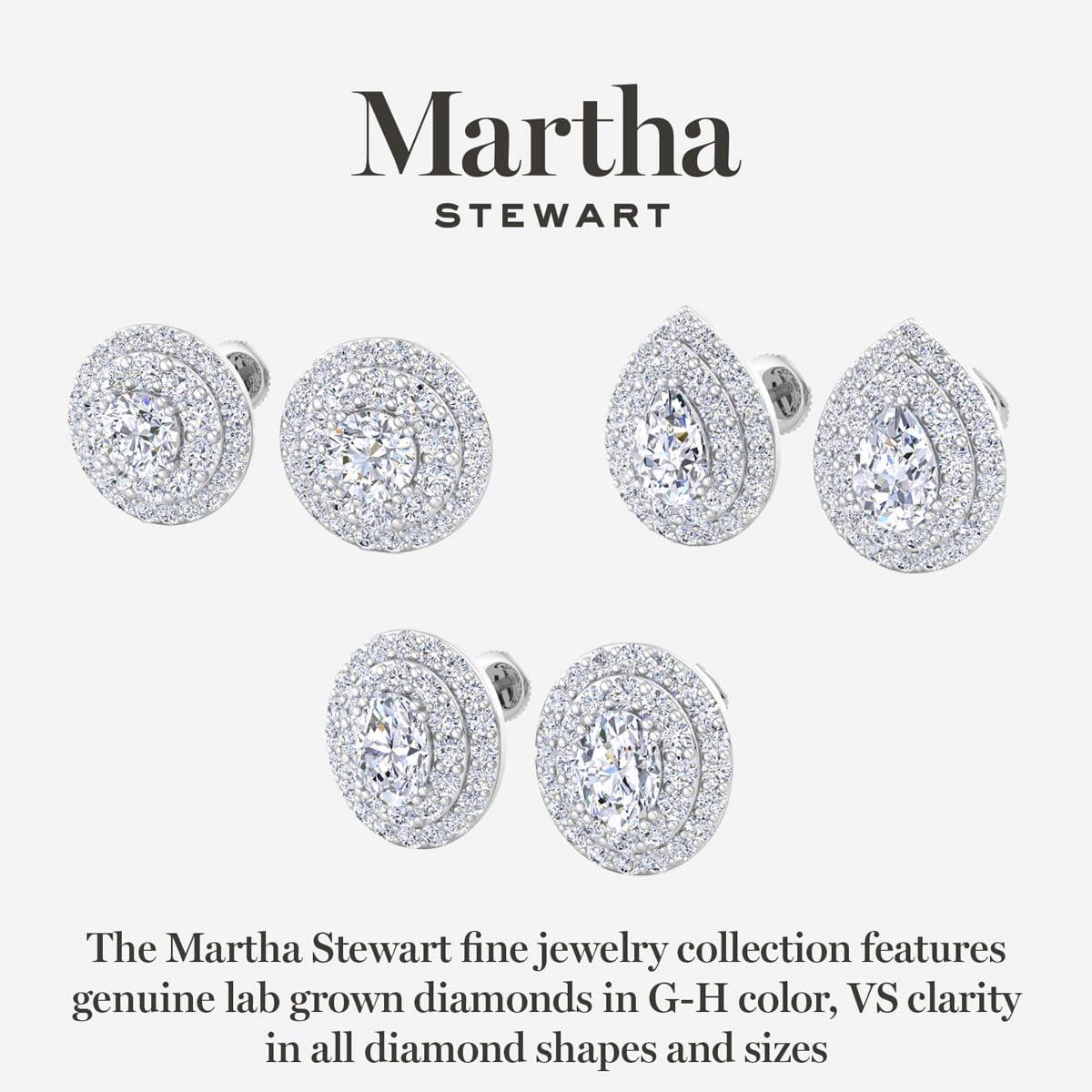 imageMartha Stewart 4 Carat Lab Grown Diamond Halo Stud Earrings In 14K Gold Pear Shape Lab Grown Diamond Earrings for Womenyellowgold