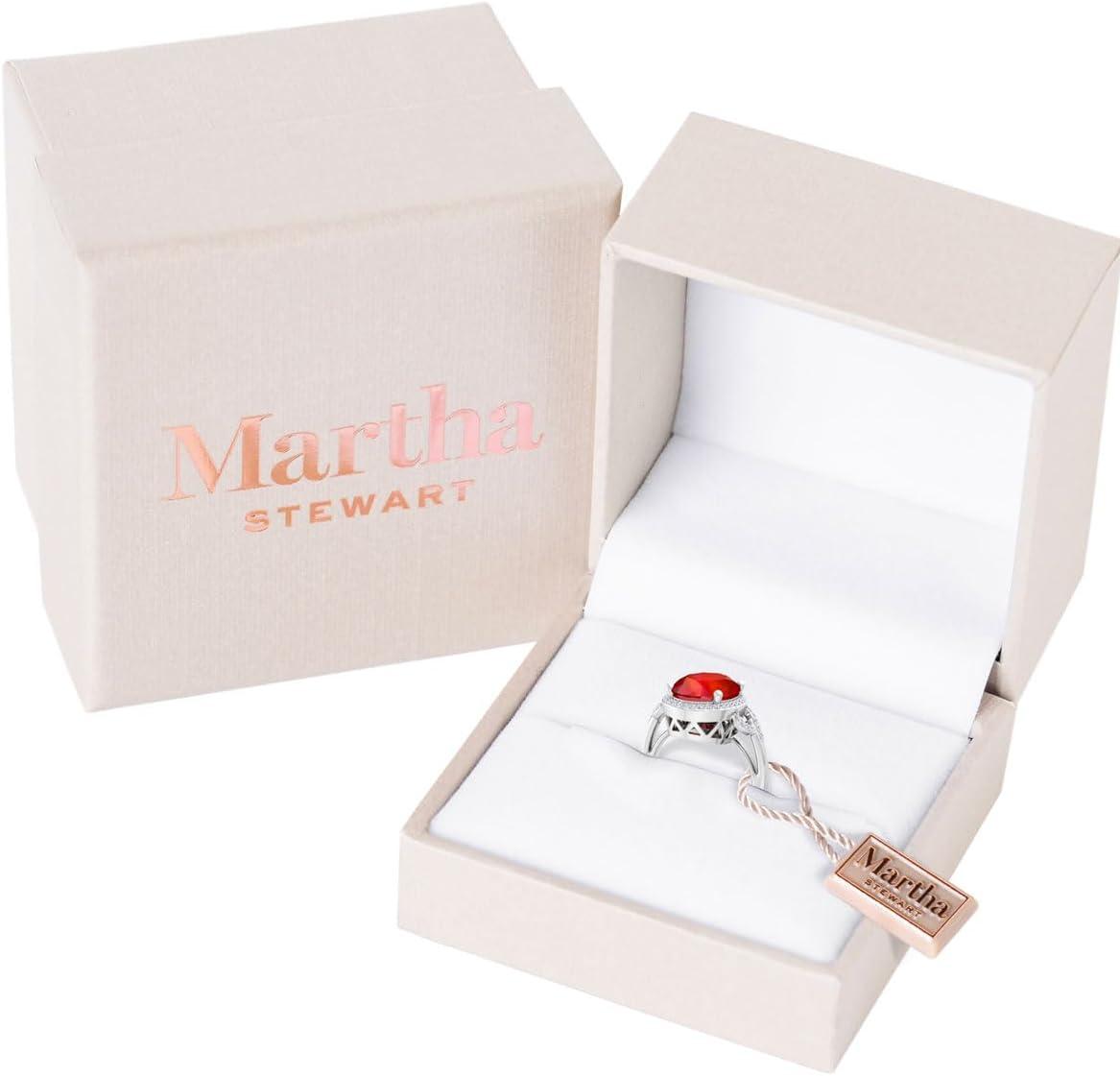 imageMartha Stewart 6 34 Carat Oval Shape Gemstone Halo Ring with Lab Grown Diamonds in Sterling Silver Choose Your GemstoneRuby
