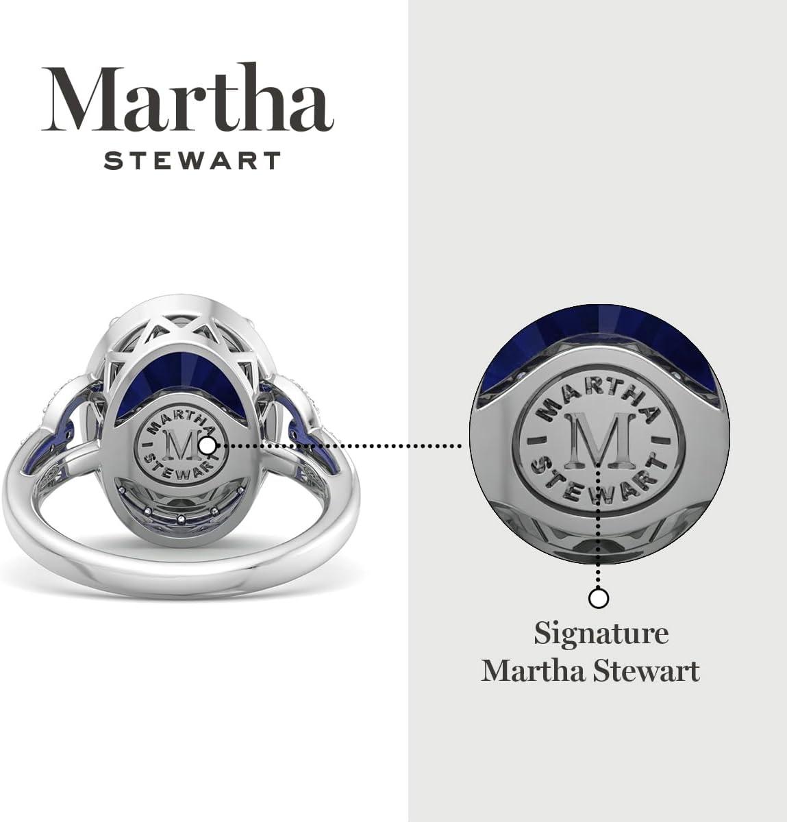 imageMartha Stewart 6 34 Carat Oval Shape Gemstone Halo Ring with Lab Grown Diamonds in Sterling Silver Choose Your GemstoneSapphire