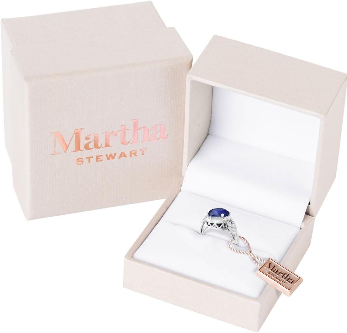 imageMartha Stewart 6 34 Carat Oval Shape Gemstone Halo Ring with Lab Grown Diamonds in Sterling Silver Choose Your GemstoneSapphire