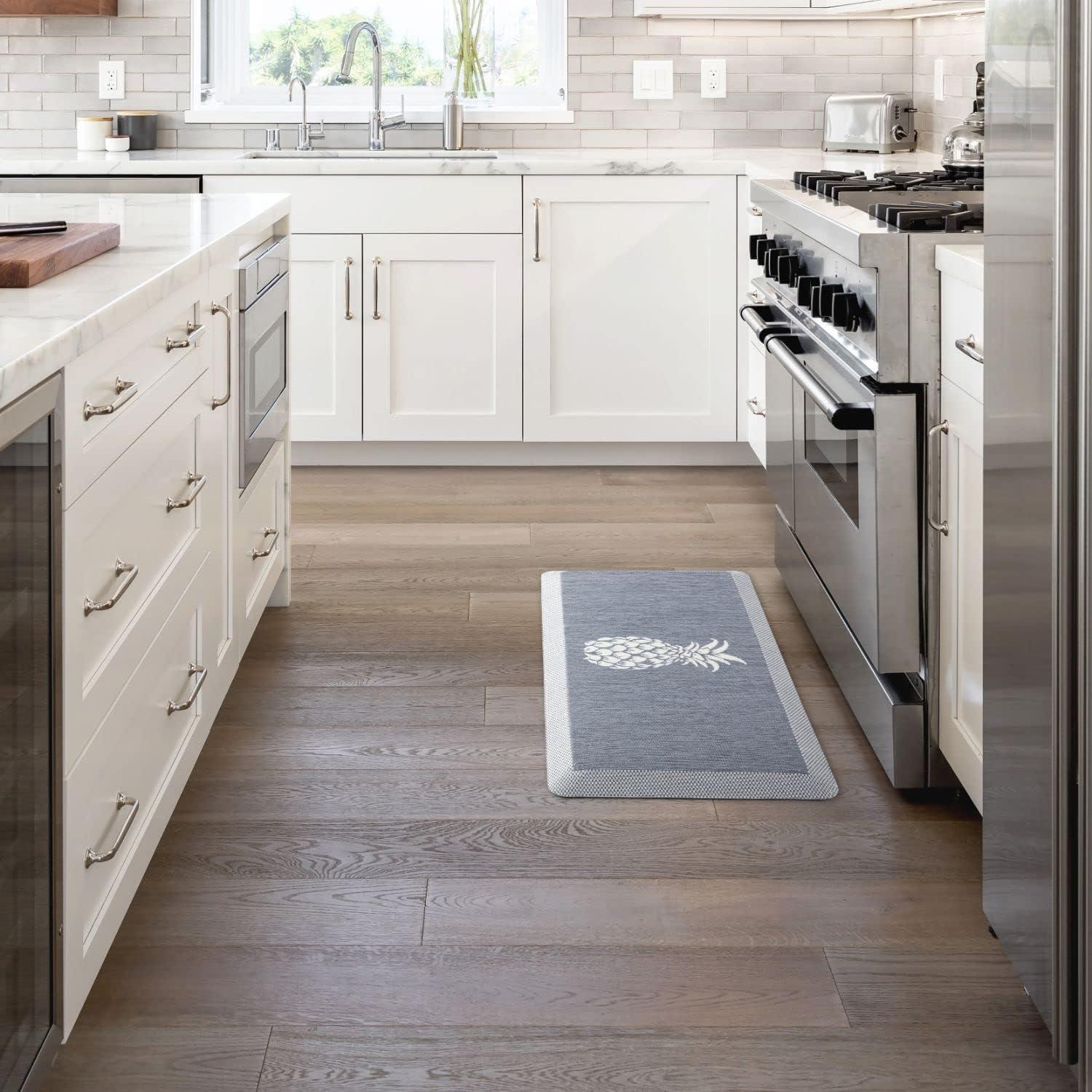 imageMartha Stewart Aloha Modern Pineapple AntiFatigue AirInfused Kitchen Mat Blue 196quotx39quotBlue