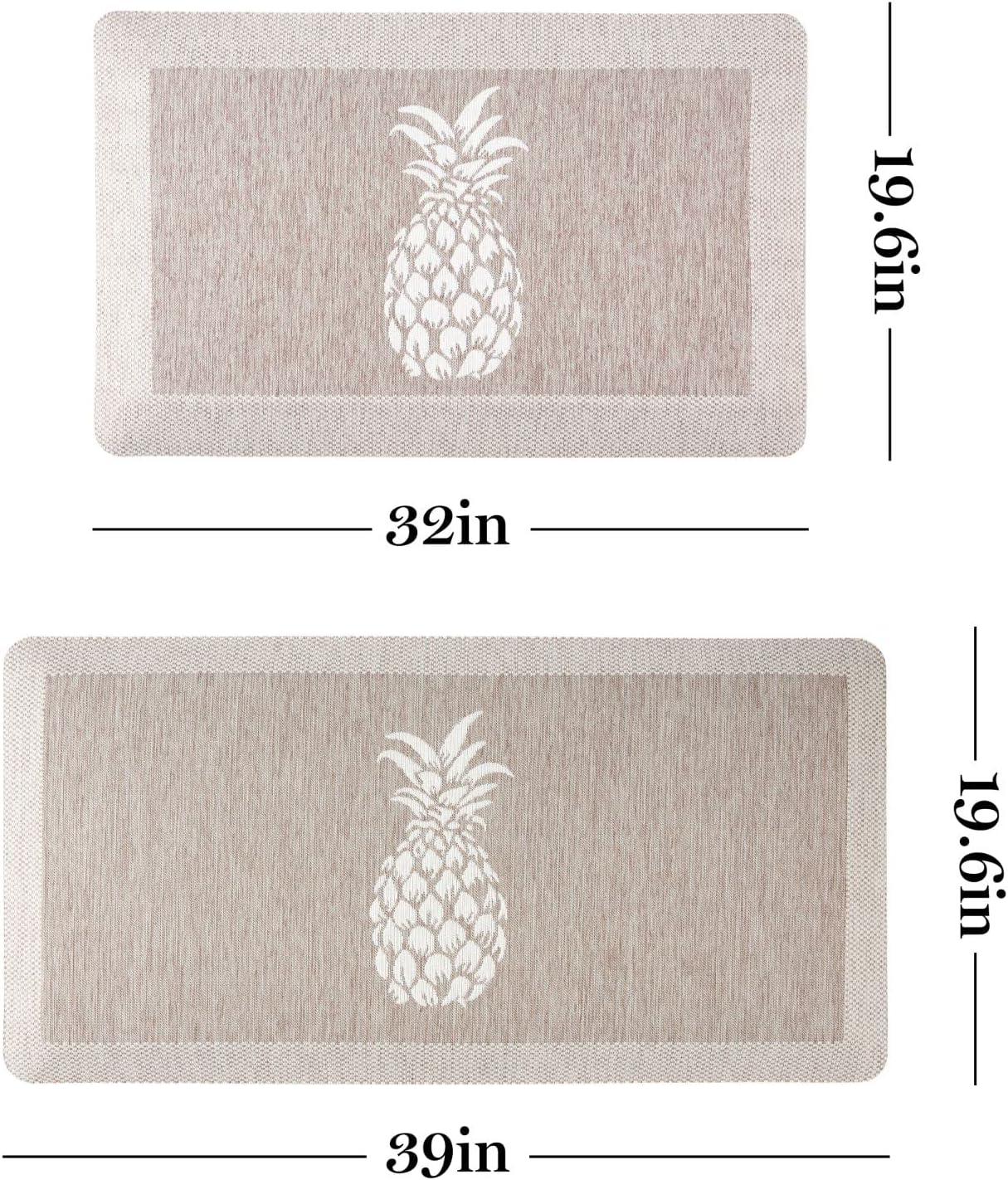 imageMartha Stewart Aloha Modern Pineapple AntiFatigue AirInfused Kitchen Mat Blue 196quotx39quotCoffee Brown