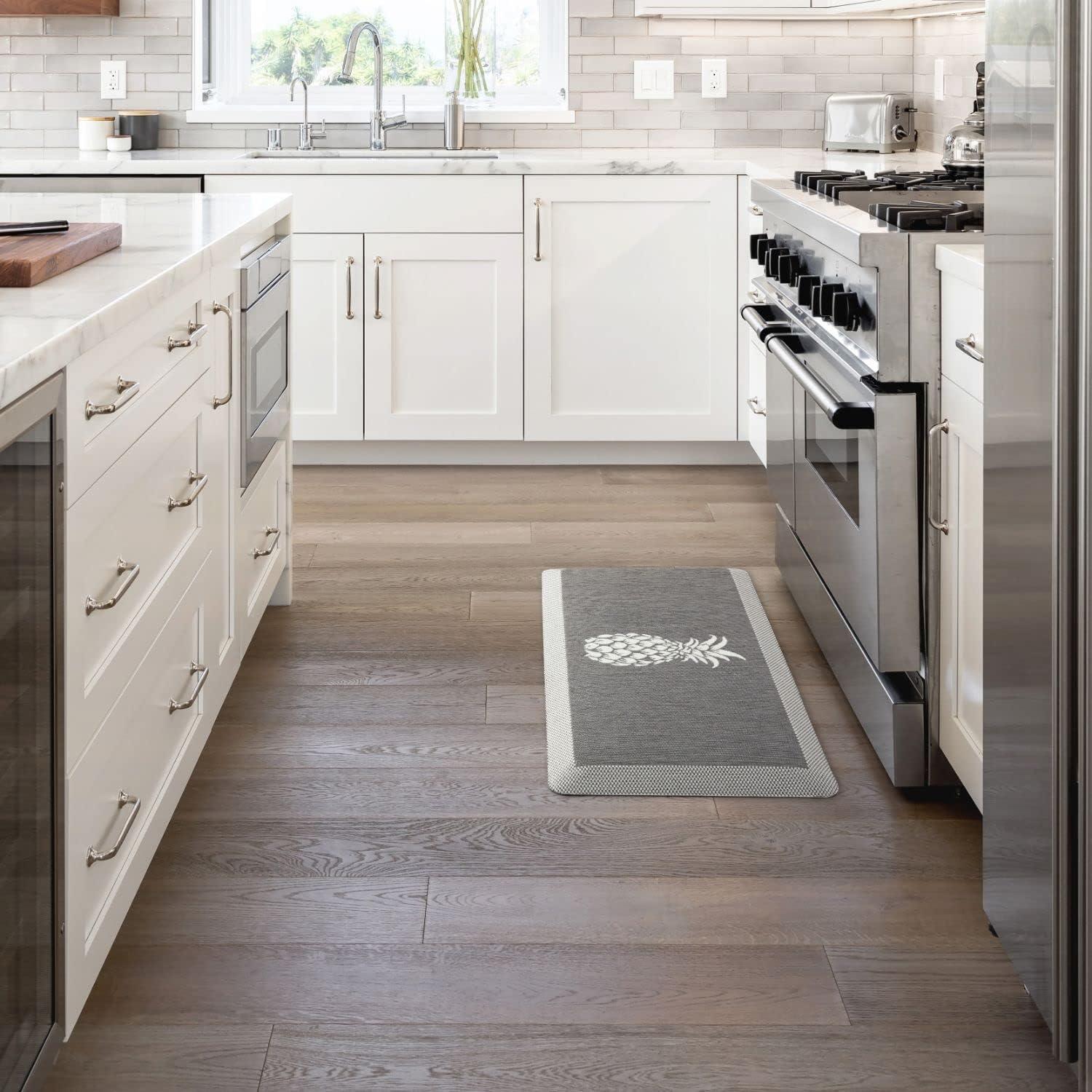 imageMartha Stewart Aloha Modern Pineapple AntiFatigue AirInfused Kitchen Mat Blue 196quotx39quotGrey