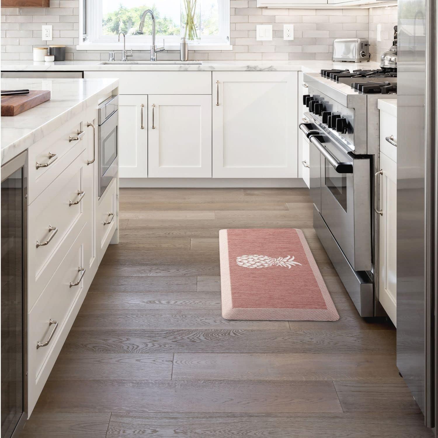 imageMartha Stewart Aloha Modern Pineapple AntiFatigue AirInfused Kitchen Mat Blue 196quotx39quotSpice Red