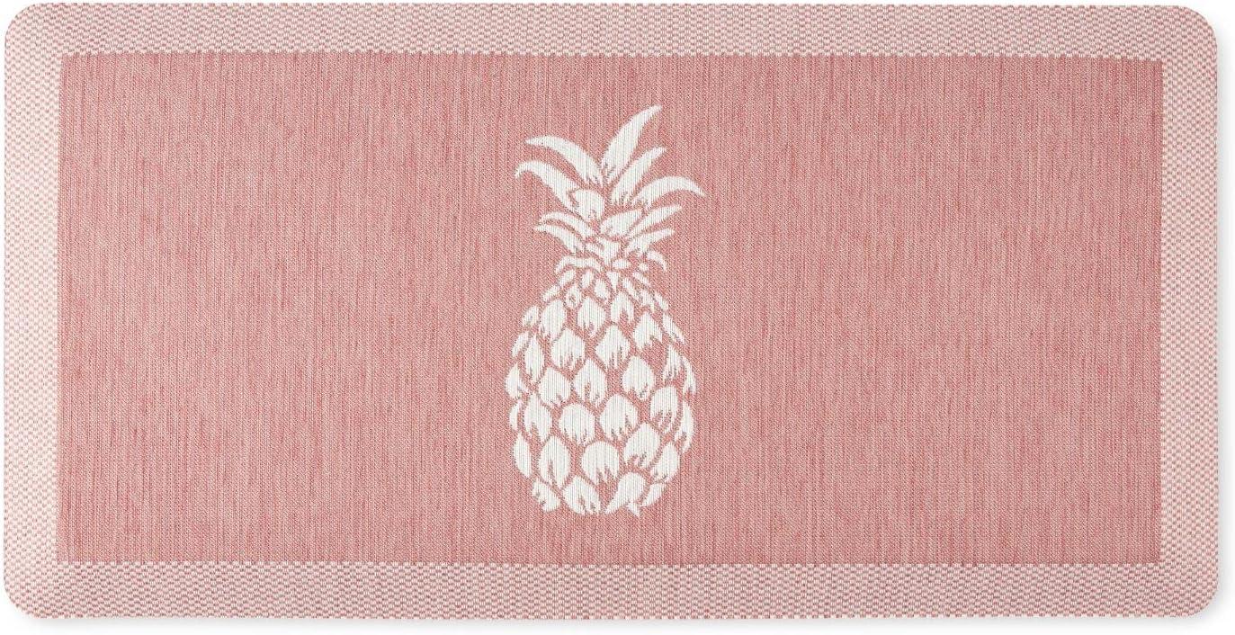 imageMartha Stewart Aloha Modern Pineapple AntiFatigue AirInfused Kitchen Mat Blue 196quotx39quotSpice Red