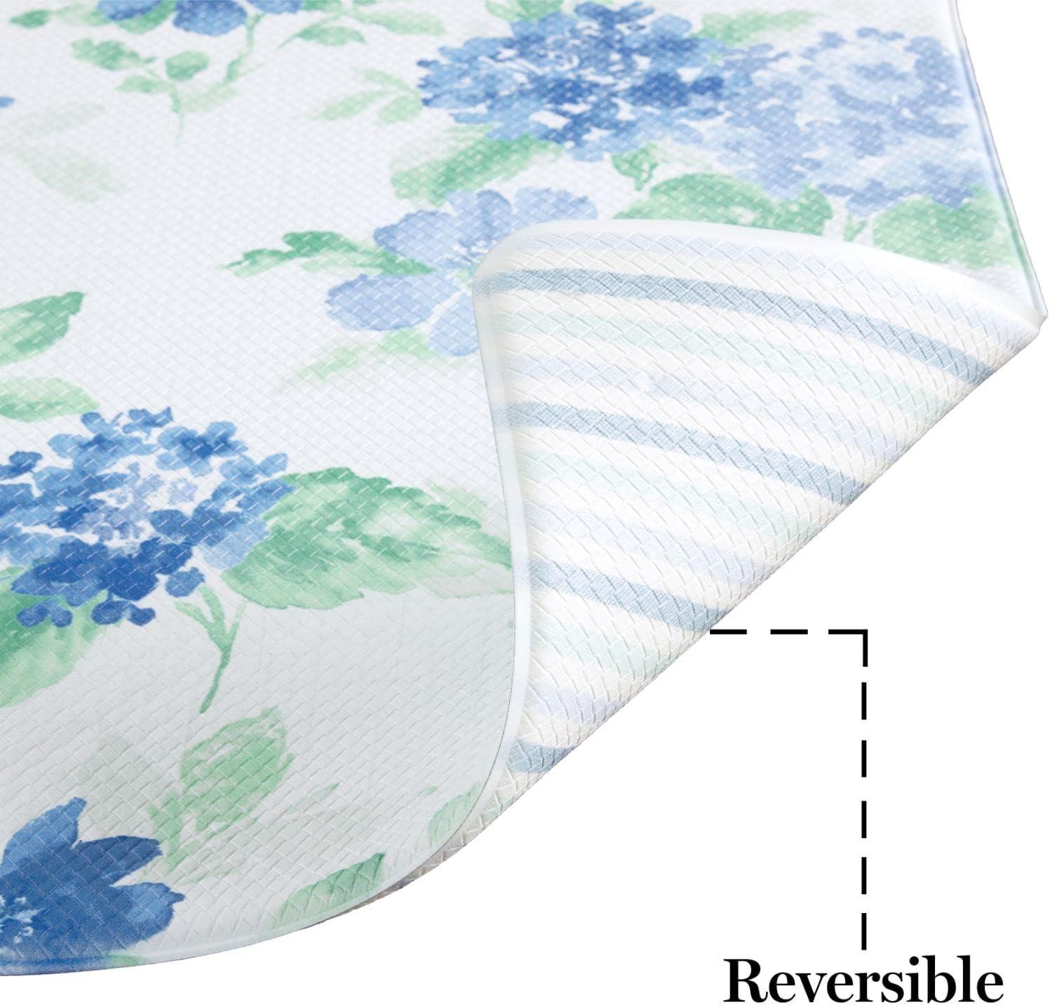 imageMartha Stewart Amber Floral Daisy Stripe Reverisble Water Resistant Kitchen Mat YellowCoral 20quotx30quotBluePurpleGreen