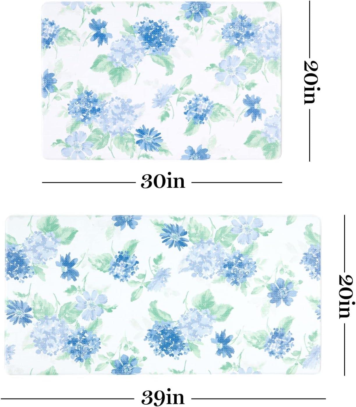 imageMartha Stewart Amber Floral Daisy Stripe Reverisble Water Resistant Kitchen Mat YellowCoral 20quotx30quotBluePurpleGreen