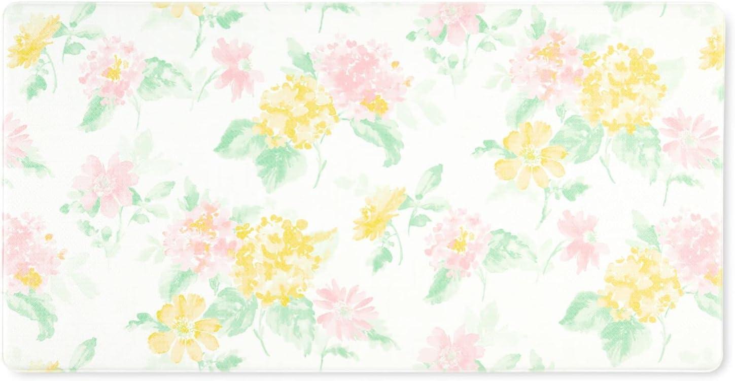 imageMartha Stewart Amber Floral Daisy Stripe Reverisble Water Resistant Kitchen Mat YellowCoral 20quotx30quotPinkYellowGreen