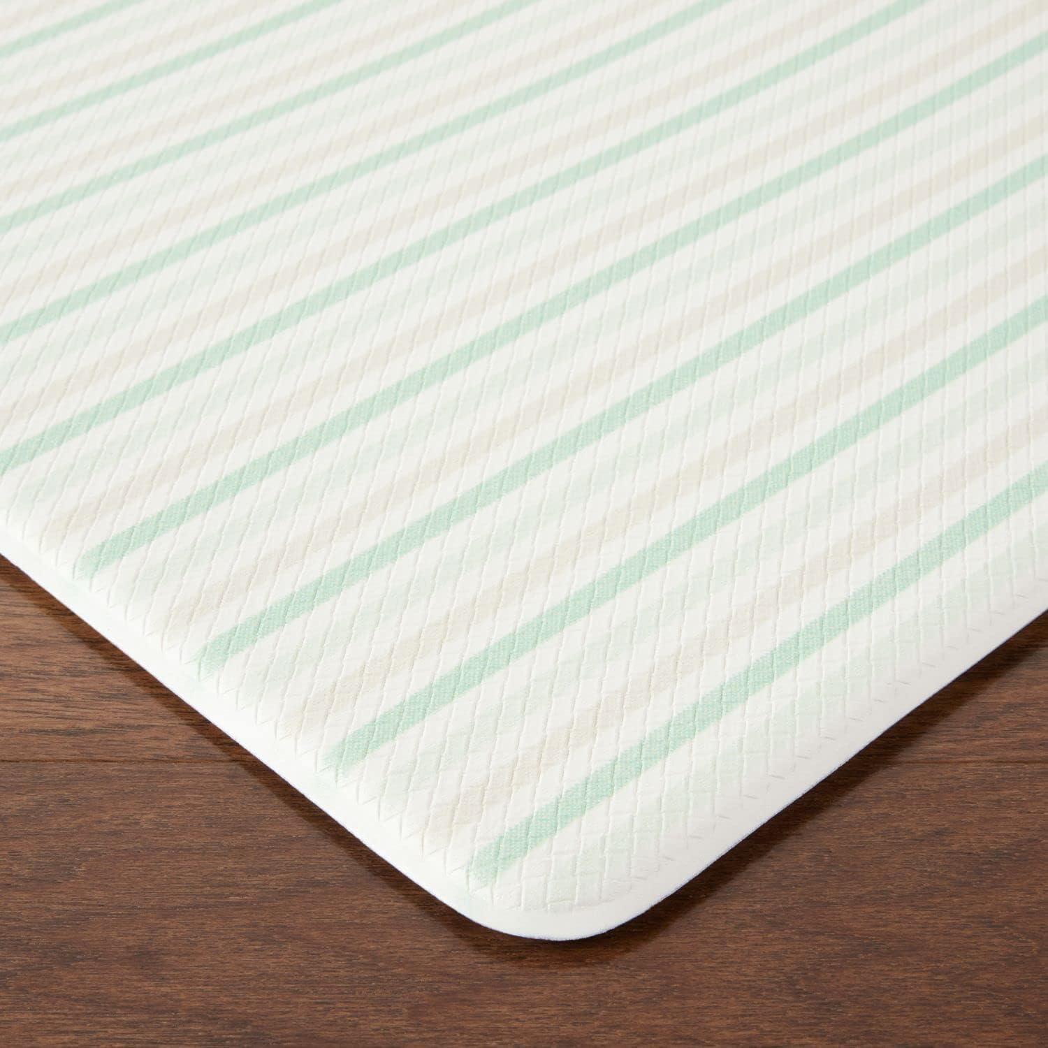 imageMartha Stewart Amber Floral Daisy Stripe Reverisble Water Resistant Kitchen Mat YellowCoral 20quotx30quotPinkYellowGreen