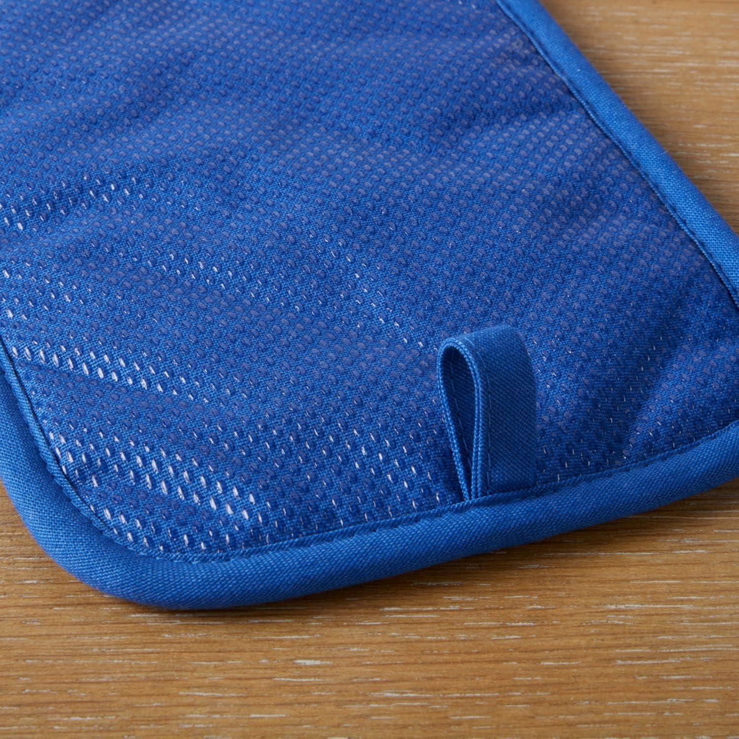 imageMartha Stewart Amber Floral Oven Mitt ampamp Pot Holder Set 2Pack PinkYellow OM 7quotx13quot ampamp PH 7quotx10quotBlue