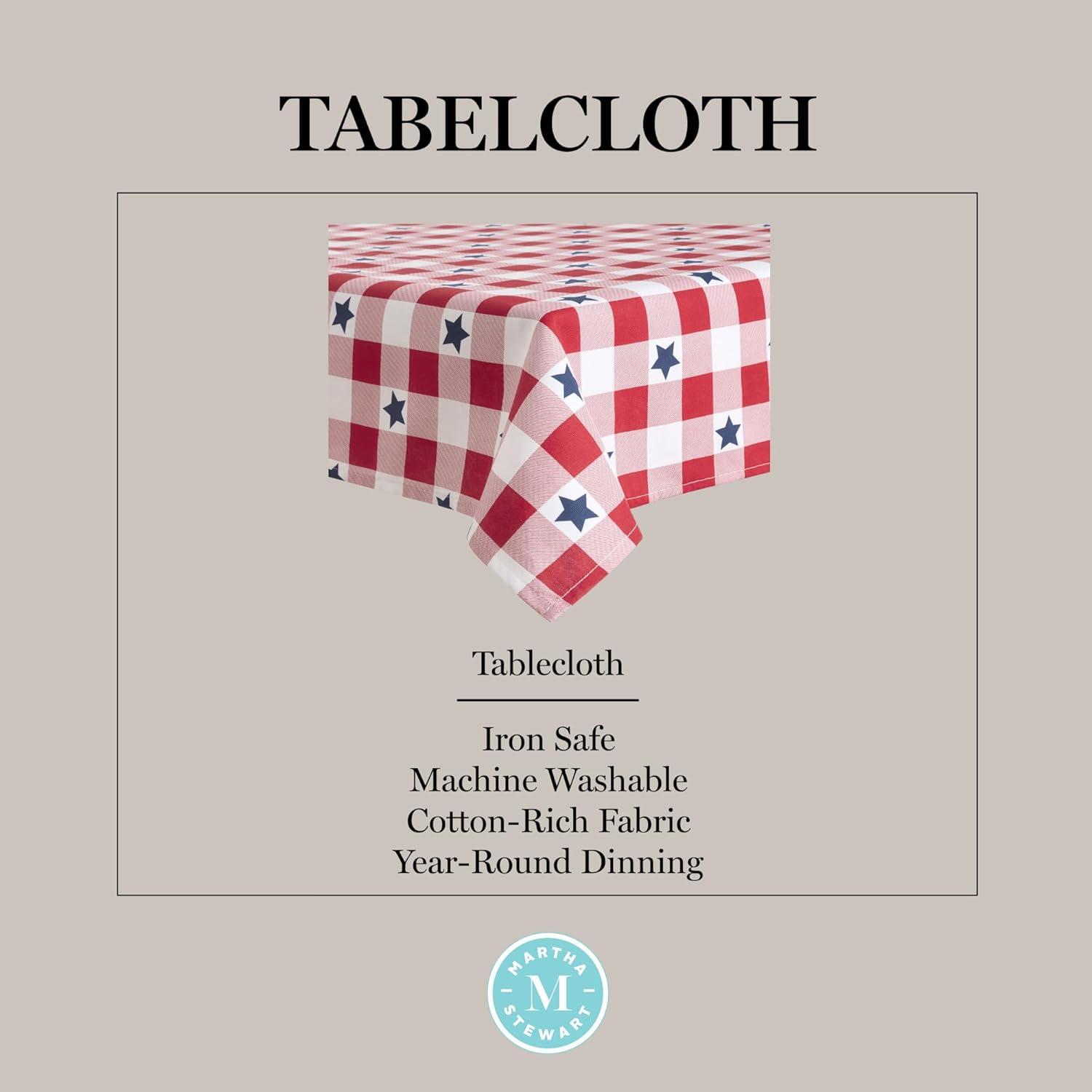 imageMartha Stewart Americana Star Gingham Plaid Indoor Tablecloth Patriotic USA America Decor RedWhiteBlue 60quotx84quot102 x 60 Rectangular
