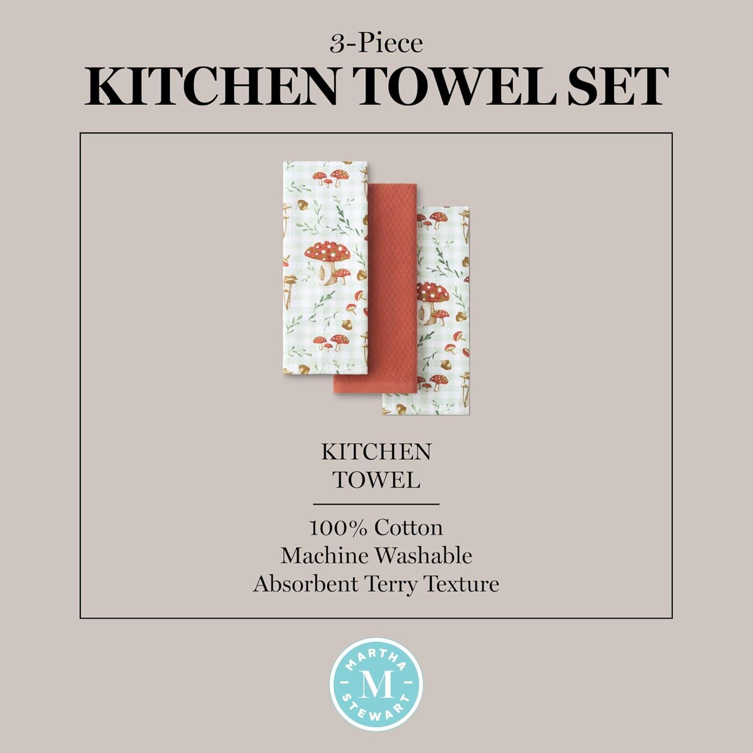 imageMartha Stewart Autumn Harvest Pumpkins Kitchen Towel 3Pack Set 100 Cotton with Absorbent Terrycloth Decorative Kitchen Towels OrangeGreenIvory 16quotx28quotBurnt OrangeGreenWhite