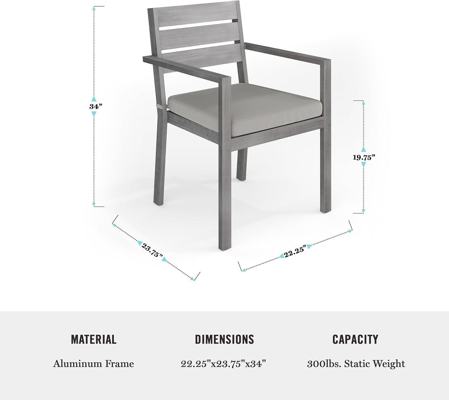 imageMartha Stewart Bedford 7 Piece Aluminum Patio Set with 62quot Table and 6 Stackable Chairs with Gray Brushed Woodgrain Finish Gray AllWeather Seat CushionsGrey